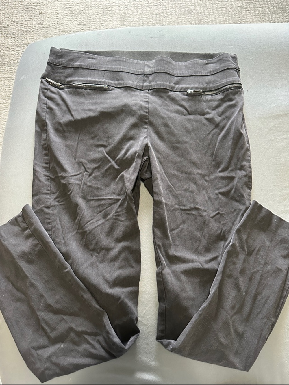 Candie's Gray Slim Ponte Trousers with Back Zipper Detail